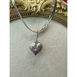 Sterling 7 3/4" Bracelet Italian 925 & Puffy Heart Charm Pendant 6.52g READ/SEE